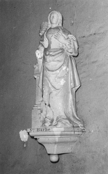 statue : sainte Barbe, vue générale - © Ministère de la Culture (France), Médiathèque du patrimoine et de la photographie (objets mobiliers), tous droits réservés