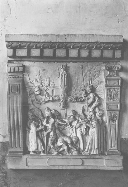 bas-relief : la Crucifixion de saint Pierre, vue générale