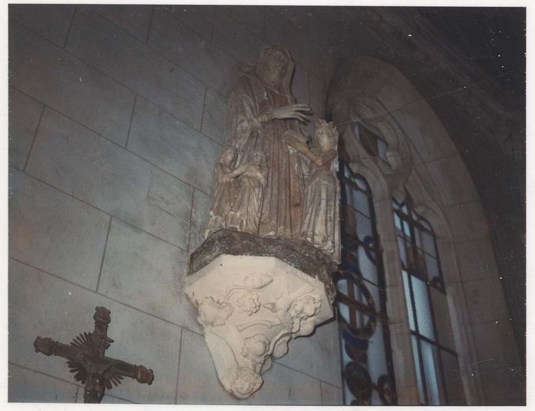 groupe sculpté (grandeur nature) : l'Education de la Vierge ou la Sainte Parenté, vue générale