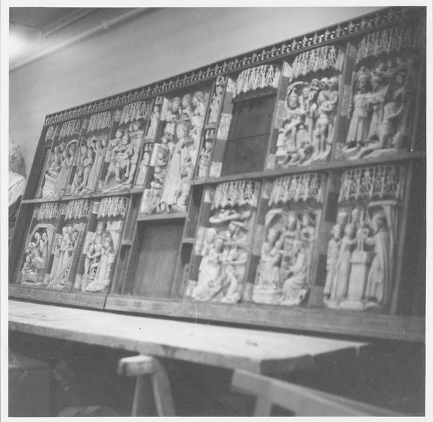 retable du maître-autel, bas-reliefs, vue générale