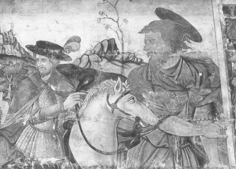 peintures monumentales de la nef : scènes de la vie de saint Christophe, vue partielle