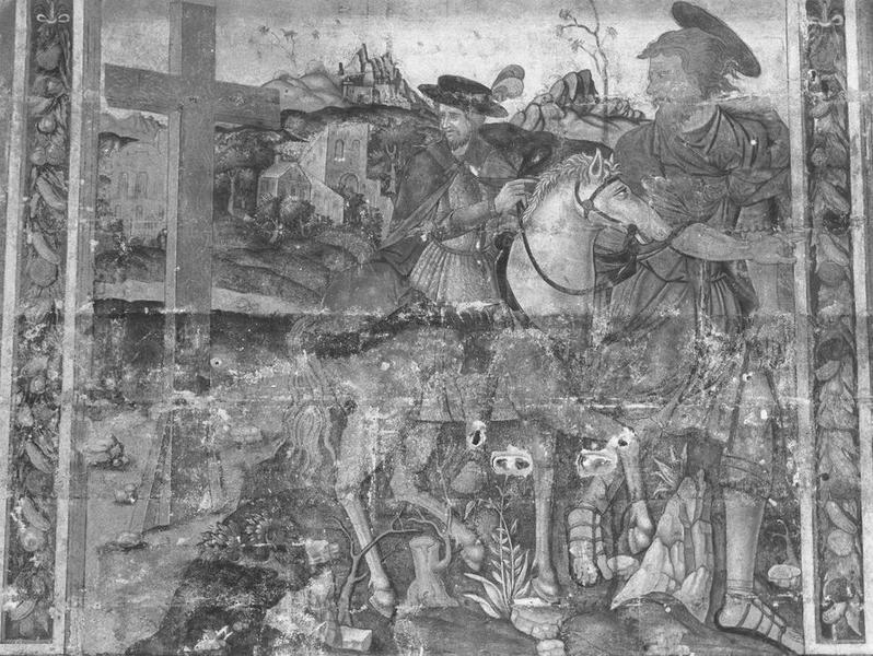 peintures monumentales de la nef : scènes de la vie de saint Christophe, vue partielle