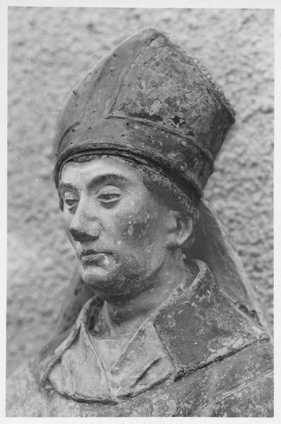 statue : saint Aubin, détail du visage