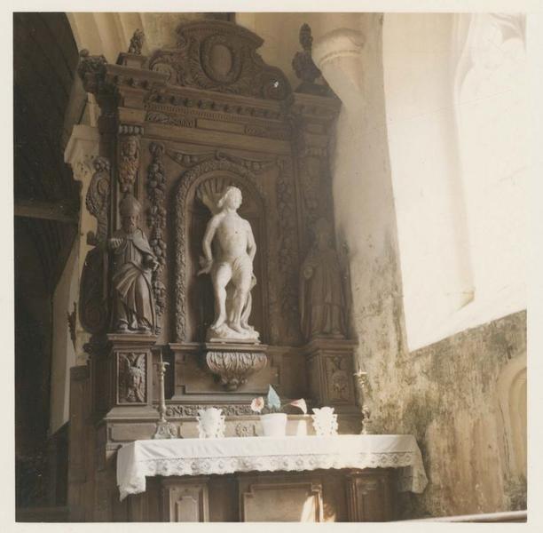 autel secondaire sud, statue : saint Sébastien, vue générale