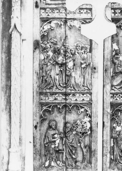 éléments de l'ancien retable du maître-autel, reliefs, détail