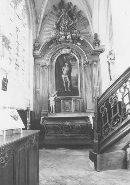 autel latéral nord, statue : saint Sébastien, vue générale