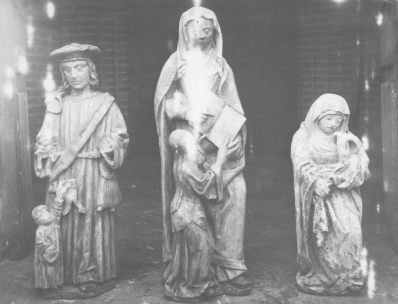 statues : Saint Yves, éducation de la Vierge, sainte Femme, vue générale