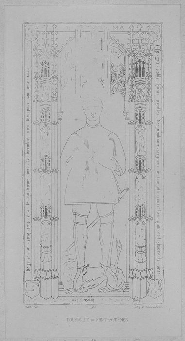 dalle funéraire à effigie gravée de Nicolas d'Erquembout, mort en 1523