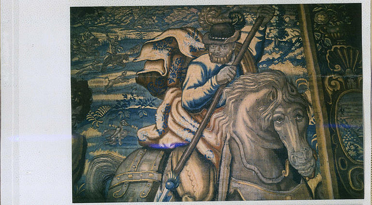 Tapisserie : La Chasse à l'ours, détail d'un chasseur