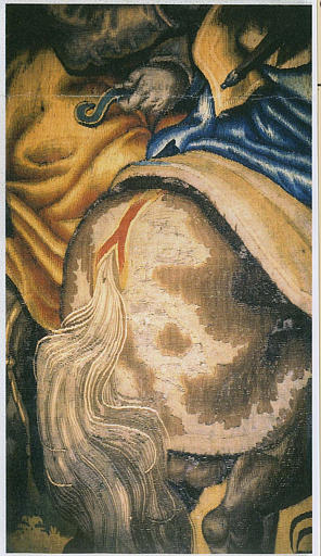 tapisserie : La Chasse au faucon, détail de la croupe d'un cheval
