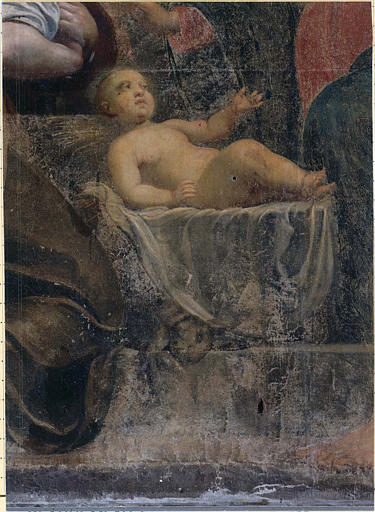 tableau : l'Adoration des bergers, détail de l'Enfant