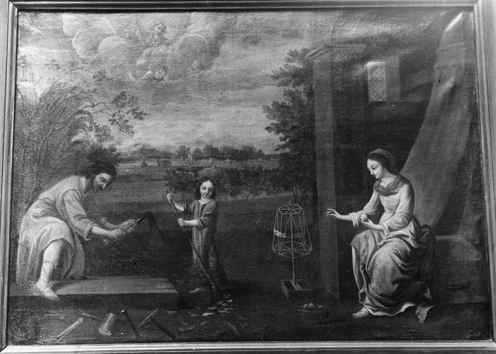 tableau : La Sainte Famille, huile sur toile