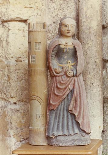 statue (statuette) : sainte Barbe, bois polychrome