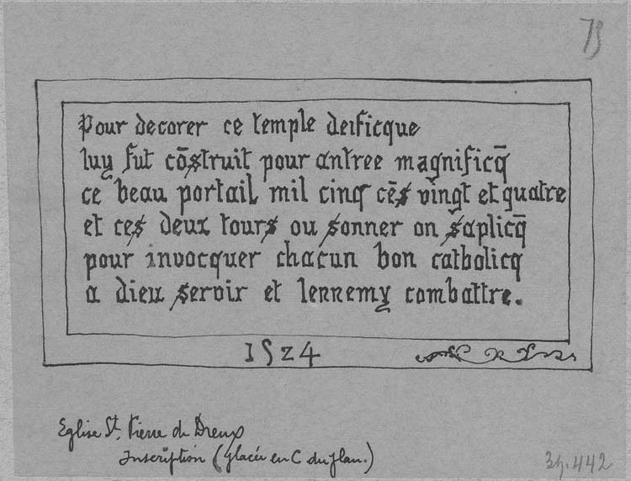 plaque commémorative de l'agrandissement de l'église en 1524