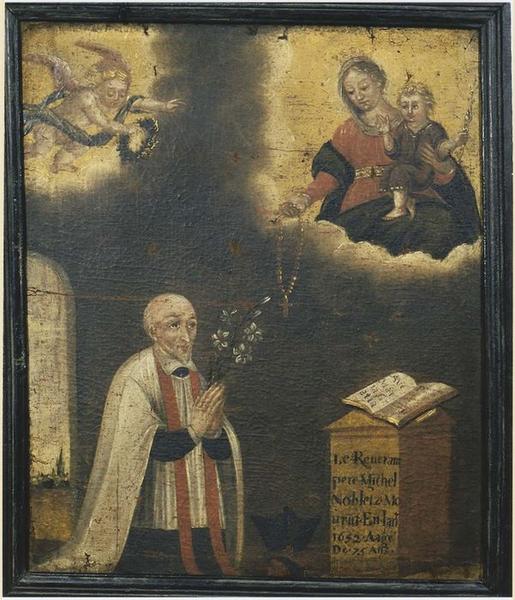 tableau et son cadre (ex-voto n° 1) : Apparition de la Vierge à Michel Le Nobletz, vue générale - © Ministère de la Culture (France), Médiathèque du patrimoine et de la photographie (objets mobiliers), tous droits réservés