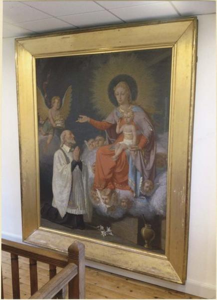 tableau et son cadre : Michel Le Nobletz face à la Vierge à l'enfant, vue générale - © Ministère de la Culture (France), Médiathèque du patrimoine et de la photographie (objets mobiliers), tous droits réservés