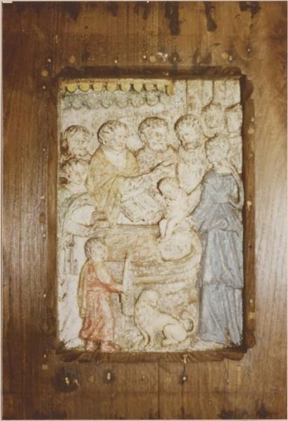 reliefs (panneaux sculptés) : Les Sept sacrements et la lecture de la loi, détail