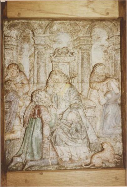 reliefs (panneaux sculptés) : Les Sept sacrements et la lecture de la loi, détail