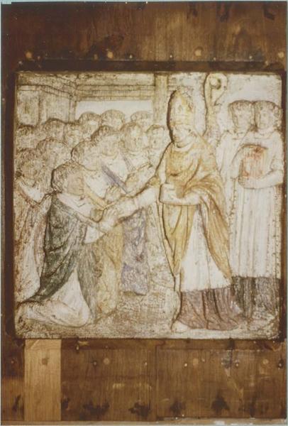 reliefs (panneaux sculptés) : Les Sept sacrements et la lecture de la loi, détail