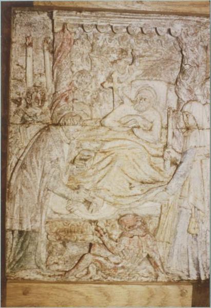 reliefs (panneaux sculptés) : Les Sept sacrements et la lecture de la loi, détail