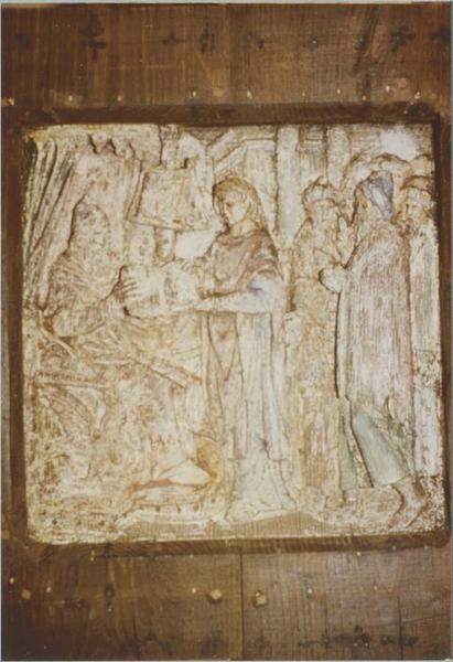 reliefs (panneaux sculptés) : Les Sept sacrements et la lecture de la loi, détail