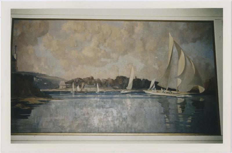 Tableau : l'île Tristan et les yachts, vue générale