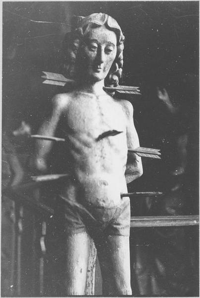 statue : saint Sébastien, vue partielle