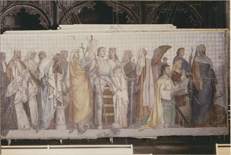 tableau : cortège de saintes avec Jeanne d'Arc, vue générale