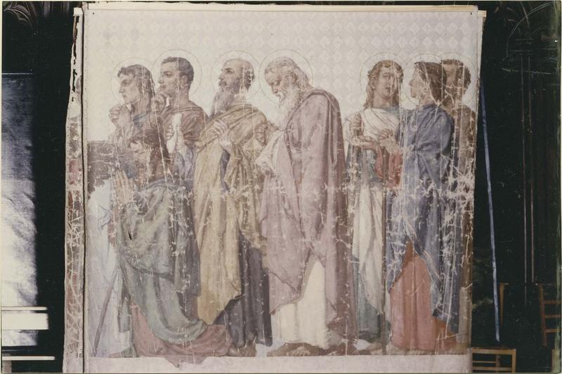 tableau : cortège de saints en prière, vue générale