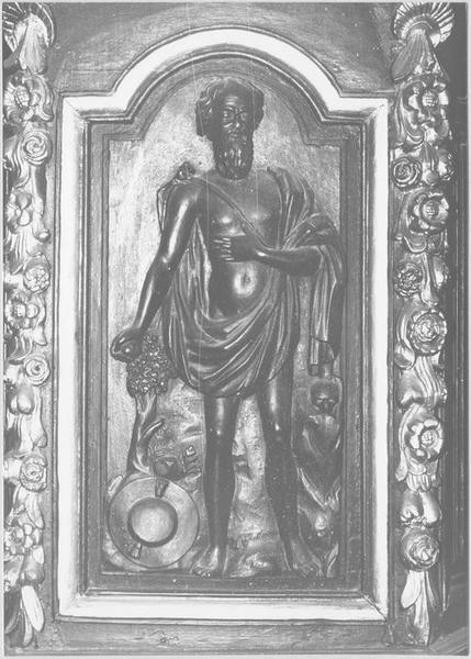 chaire à prêcher, détail d'un des panneaux sculptés