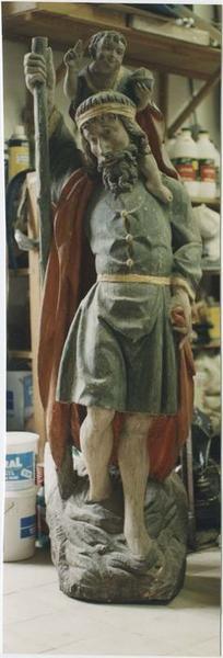statue : saint Christophe portant l'enfant Jésus, vue générale - © Ministère de la Culture (France), Médiathèque du patrimoine et de la photographie (objets mobiliers), tous droits réservés