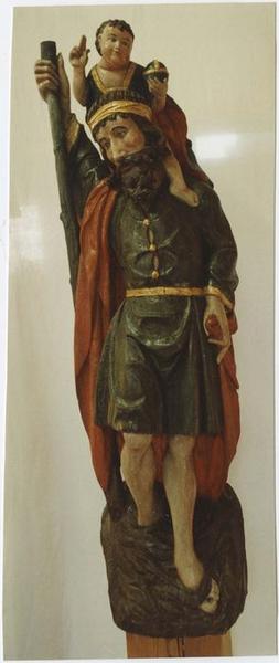 statue : saint Christophe portant l'enfant Jésus, vue générale - © Ministère de la Culture (France), Médiathèque du patrimoine et de la photographie (objets mobiliers), tous droits réservés