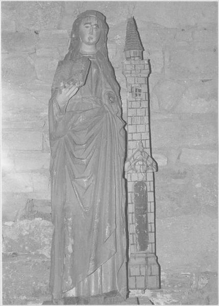 statue : sainte Barbe, vue générale - © Ministère de la Culture (France), Médiathèque du patrimoine et de la photographie (objets mobiliers), tous droits réservés