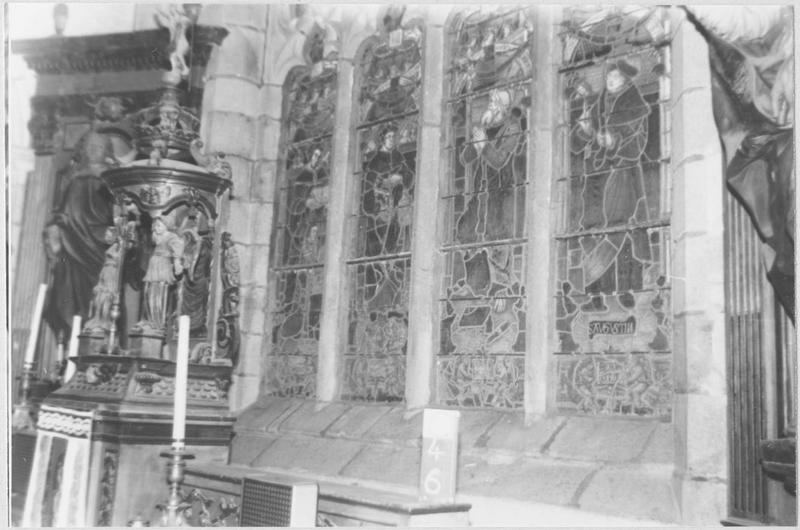 verrière : saint Ambroise, saint Grégoire, saint Jérôme, saint Augustin, vue générale