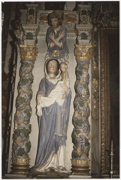 statue du retable du Rosaire : Vierge à l'enfant, vue générale