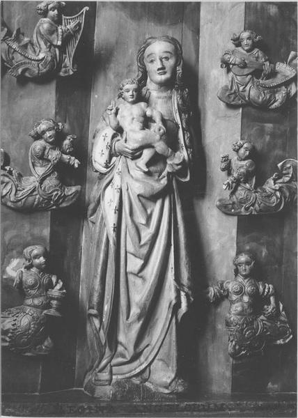 statues : Vierge à l'enfant, anges, vue générale