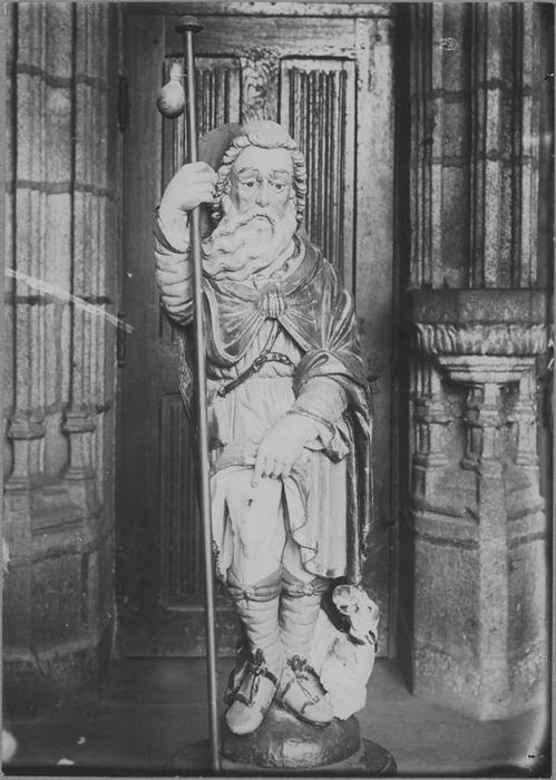 statue : Saint Roch en tenue de pélerin de Compostelle, vue générale