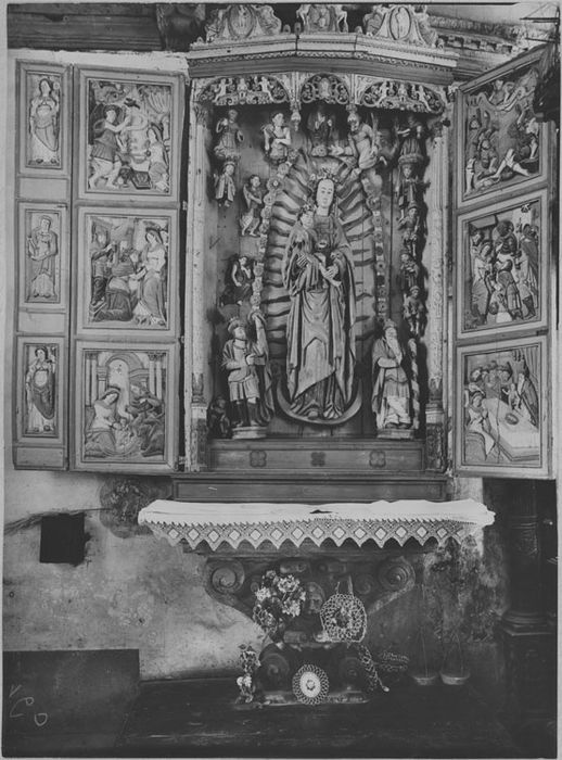 retable, statue : Vierge à l'Enfant, vue générale