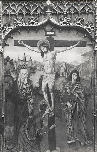 retable (triptyque) : Christ en croix entre la Vierge saint Jean et sainte Madeleine, de la Vierge à l' Enfant - © Ministère de la Culture (France), Médiathèque du patrimoine et de la photographie, diffusion RMN-GP