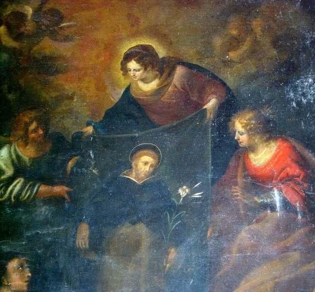 tableau d'autel : le Miracle de Soriano, détail de la moitié supérieure