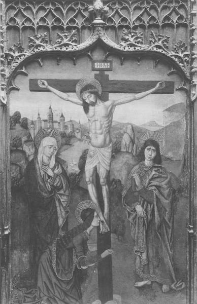 retable (triptyque) : Christ en croix entre la Vierge saint Jean et sainte Madeleine, vue générale - © Ministère de la Culture (France), Médiathèque du patrimoine et de la photographie, diffusion RMN-GP