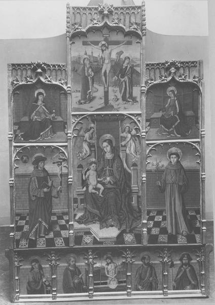 retable (triptyque) : Vierge à l'Enfant, vue générale