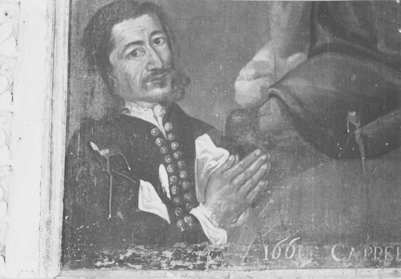 tableau : Dieu le Père, l'Annonciation, saint Joseph, saint François et deux donateurs