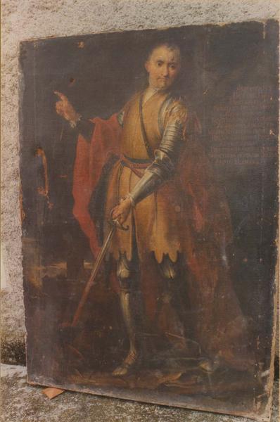 tableau : Portrait d'homme en armure en pied