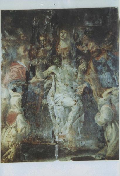 tableau d'autel : Vierge de Pitié entourée de sept saints et quatre pénitents blancs - © Ministère de la Culture (France), Médiathèque du patrimoine et de la photographie, diffusion RMN-GP