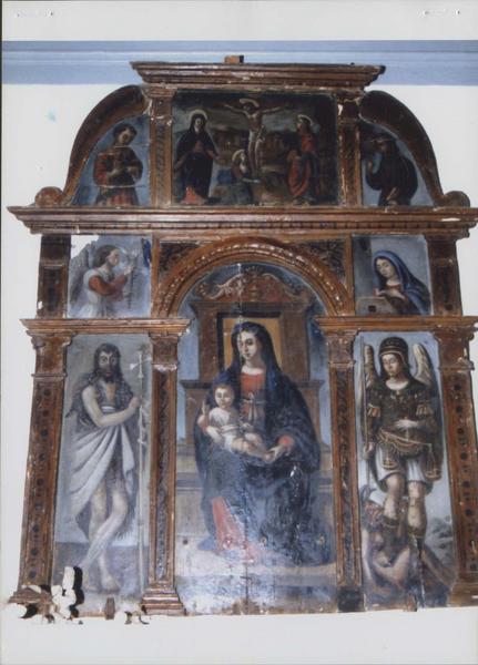 retable : Vierge à l'Enfant entre saint Jean-Baptiste et saint Michel archange