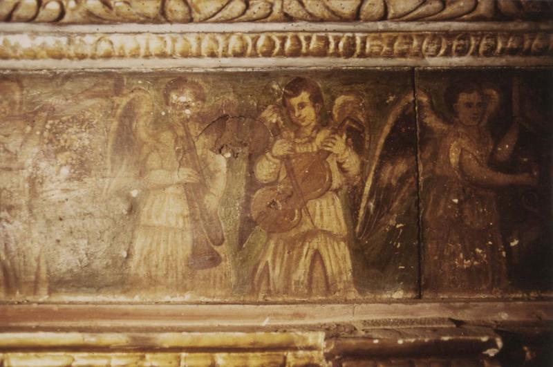 retable du maître-autel, tableaux (panneaux peints), détail : anges musiciens