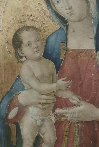 triptyque : Vierge à l'enfant entre saint Jean-Baptiste et saint Antoine, détail de l'enfant Jésus