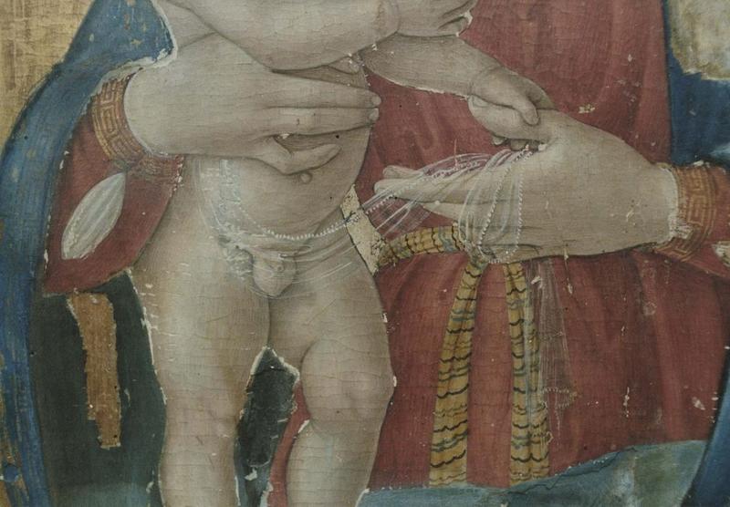 triptyque : Vierge à l'enfant entre saint Jean-Baptiste et saint Antoine, détail de l'enfant Jésus