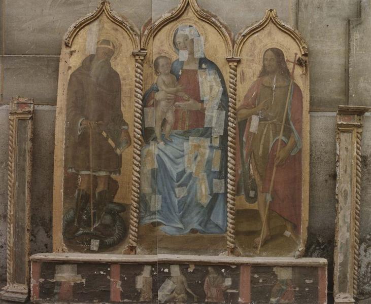 triptyque : Vierge à l'enfant entre saint Jean-Baptiste et saint Antoine, vue générale